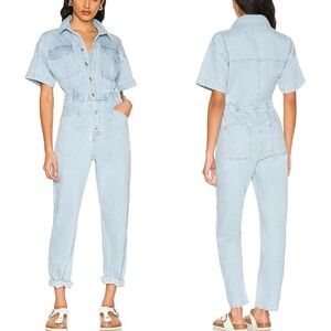 FREE PEOPLE MARCI UTILITY LIGHT WASH COVERALL SIZE XS